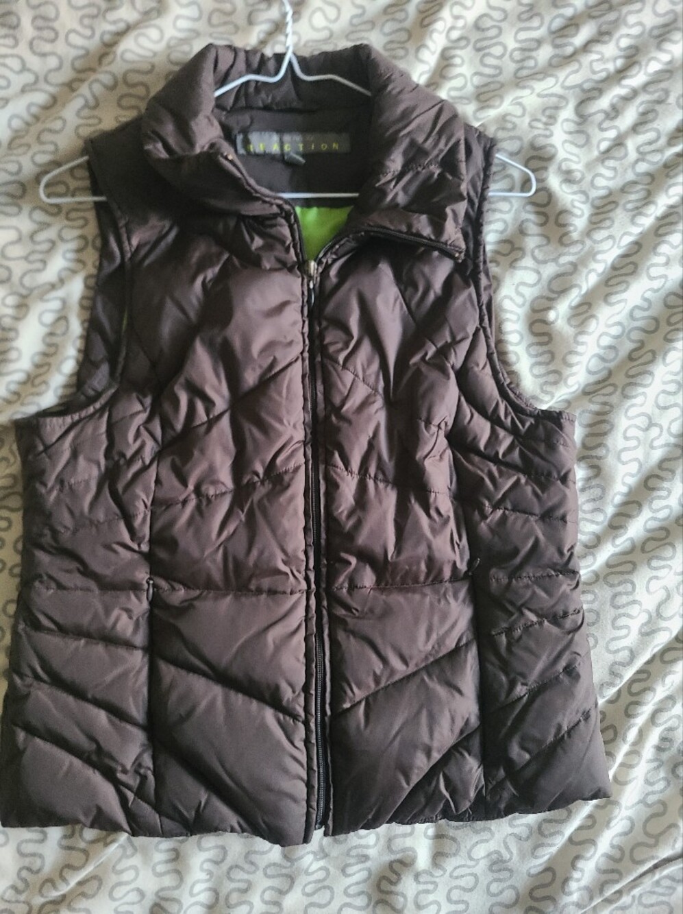 Kenneth Cole Reaction Brown Quilted Puffer Vest Size Meduim